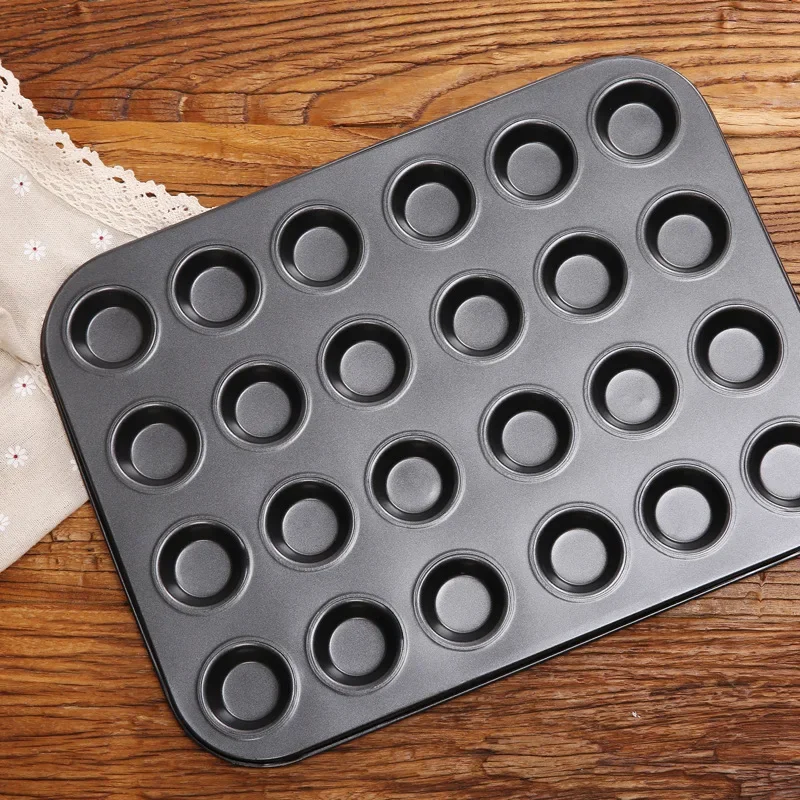 Bakeware Mini Muffin Cake Baking Pan 24 Holes Cupcake Mold Non Stick Baking Dishes Carbon Steel Oven Trays Pastry Tool