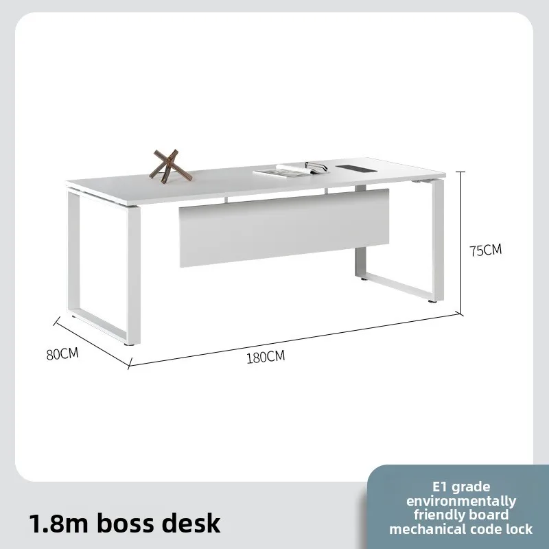LMM simple modern white boss office desk and chair combination supervisor office table