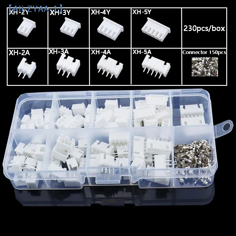 【ZYAA-1】230Pcs XH2.54 PH2.0 2p 3p 4p 5 Pin 2.54mm 2.0mm Pitch Terminal Kit JST Connector Wire Connectors Adaptor Box Packing