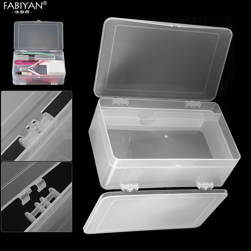 Double-layer Nail Tools Storage Box Large Capacity Organizer Case 6 Grids Sanding Bands Nail Drill Bits PP Storage Containers