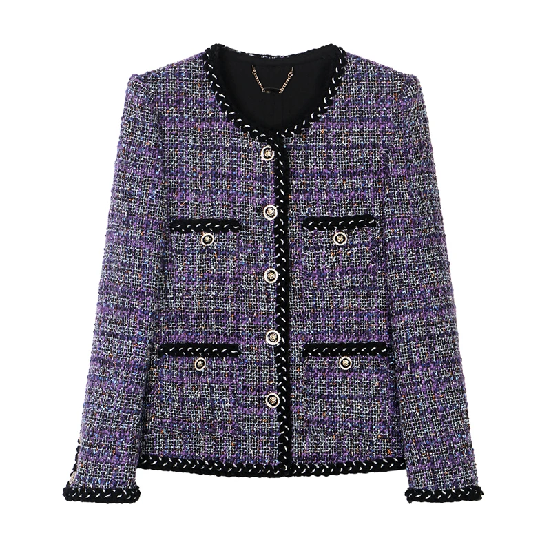 New Fashionable Temperament Comfortable and Elegant Zixia Fairy Light Luxury Tweed Jacket