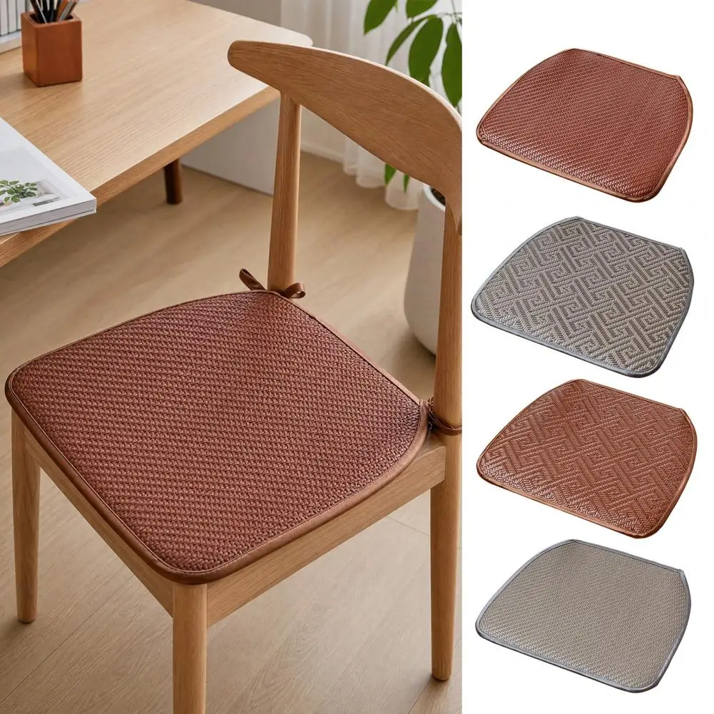 Summer Seat Cushion High-density Seat Pad Summer Woven Rattan Seat Cushion with Ties Breathable Handmade Chair Mat Anti-slip