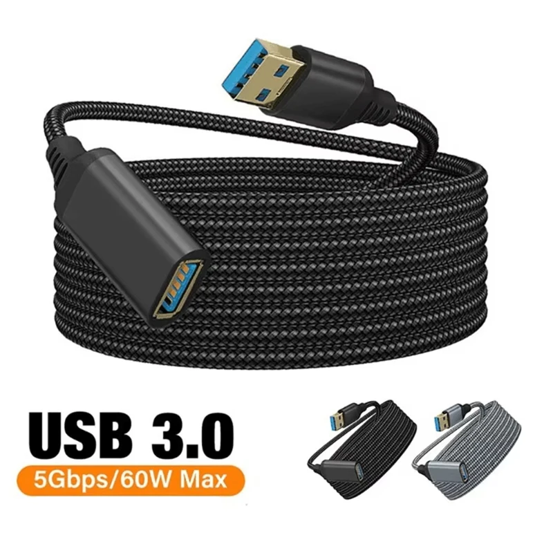 1/1.5/2/3m Fast Transfer Wire USB 3.0 Extension Cable For PC Camera Printer TV Durable Braided Jacket Office Home Data Accessory