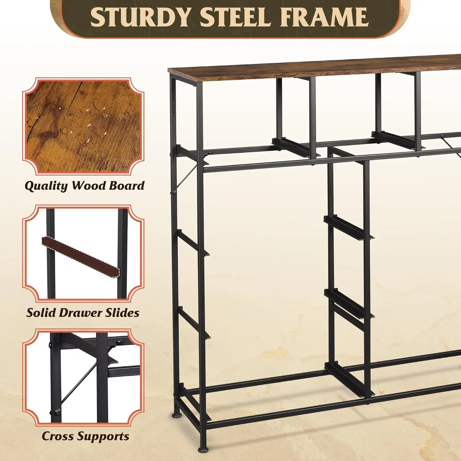 Kommode mit 9 Schubladen, Aufbewahrungsturm aus Stoff für Schlafzimmer, Flur, Schrank, hohe Kommoden-Organizer für Schlafzimmer mit Stoffbehältern