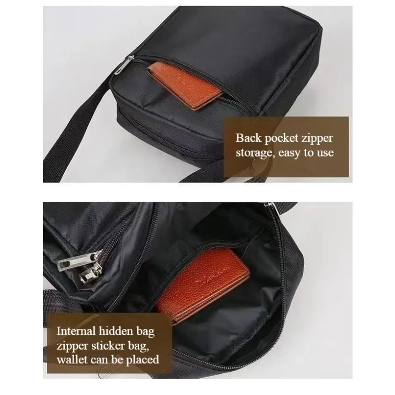 Herren-Umhängetasche, Wasserdichte und Verschleißfeste Geldbörse, Modischer Multi-Reißverschluss-Rucksack, Geschäftsreise-Schultertasche – Detail 11