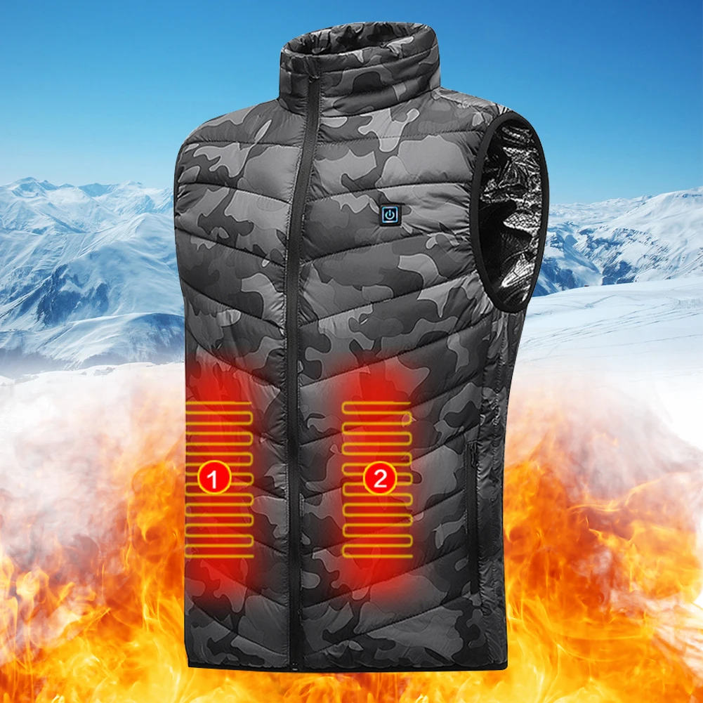 Unisex Electric Heated Jackets 9 Heating Areas Intelligent Heating Jackets Windproof with Zip USB Charging Camping Outdoor Sport