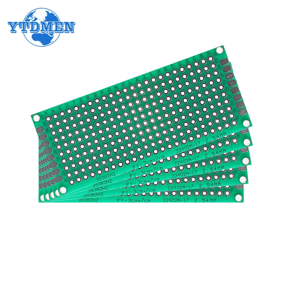 

5PCS Double Sided Pcb Board 3*7CM Green DIY Main Boards Prototype Pcb Universal Board