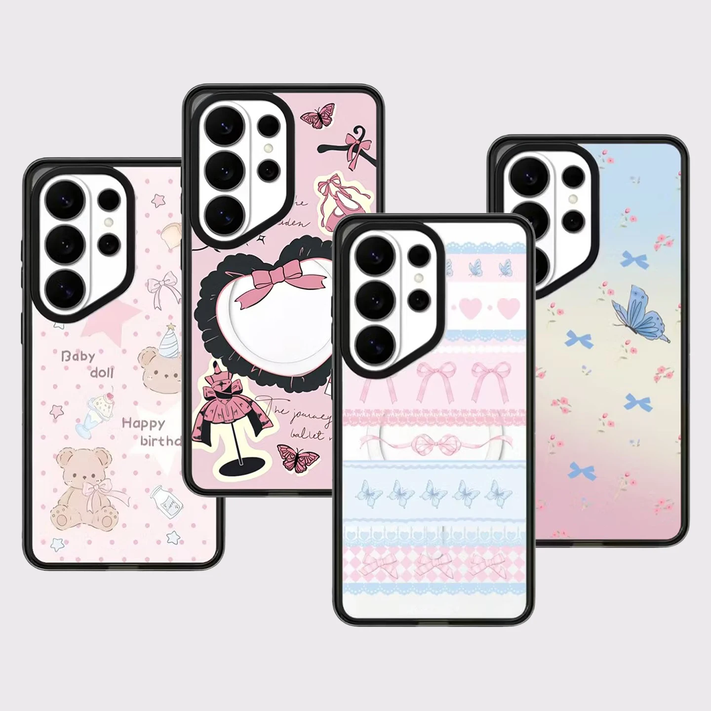 Cartoon Swan Cat Bowknot Case for Samsung Galaxy S26 S25 S24 S23 Ultra S26U S24+ S25+ S26 Plus Protective Case