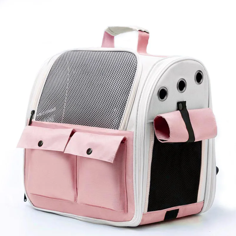 Pet Cat Carrier Backpack Breathable Portable Travel Backpack  Three-door Design For Cat And Dog With Anti Breakaway Belt