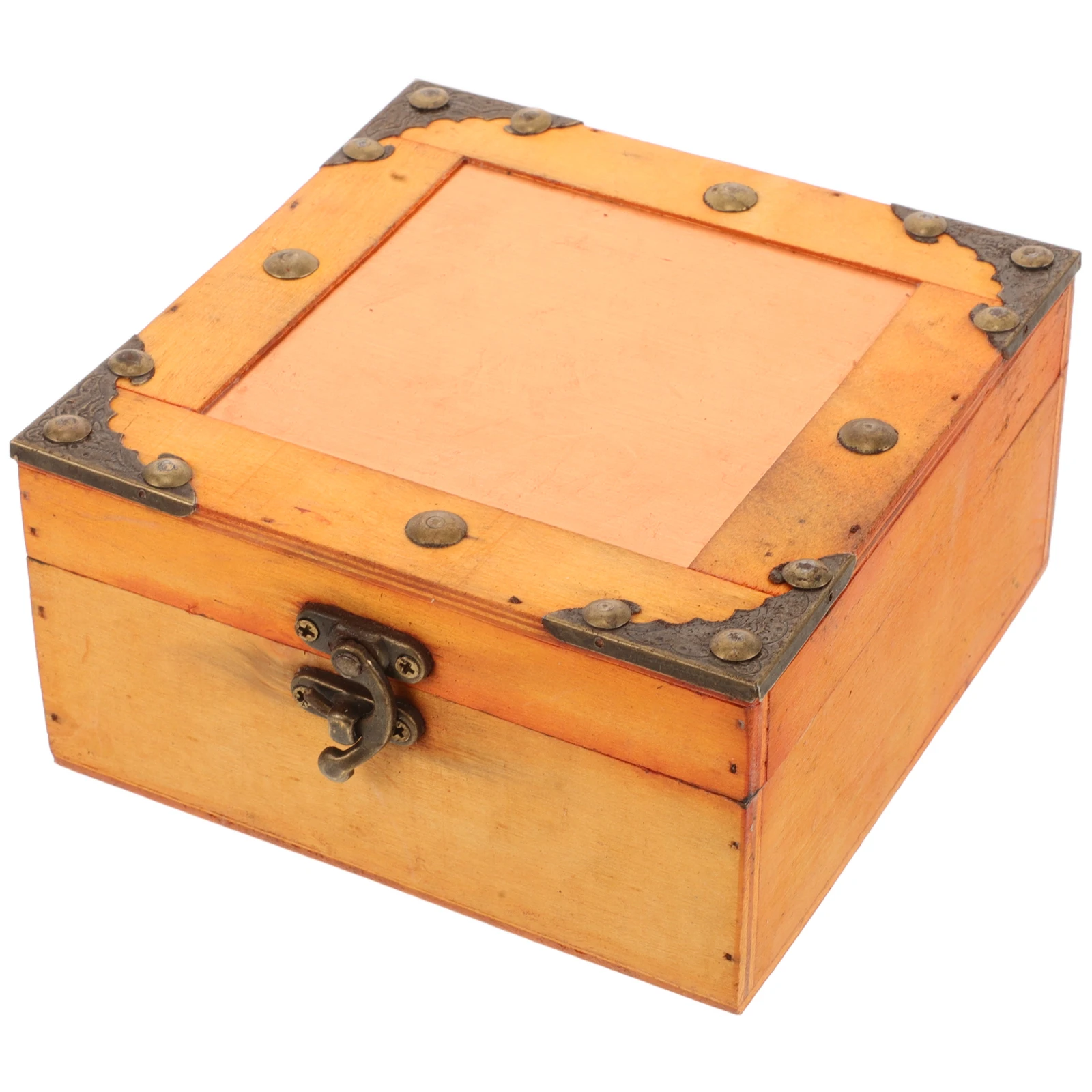 

Wooden Storage Vintage Jewelry Container Retro Tea Case Coin Bank Organizer Lockable Keepsake Box Multi Compartment Bamboo