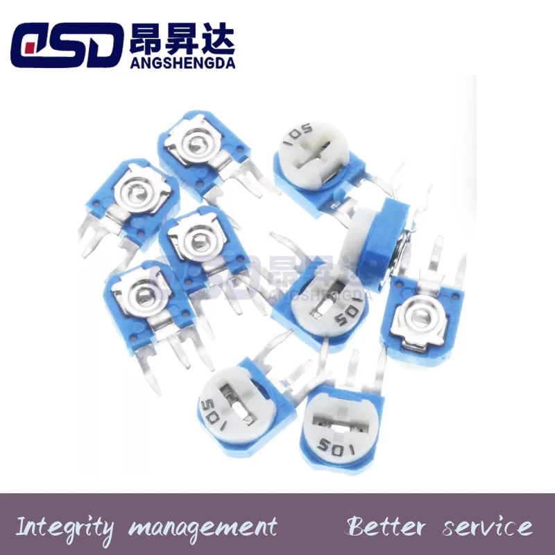 100PCS RM063 Vertical Blue and White Adjustable Resistor 100R 1K2K5K10K20K50K100K 102 103