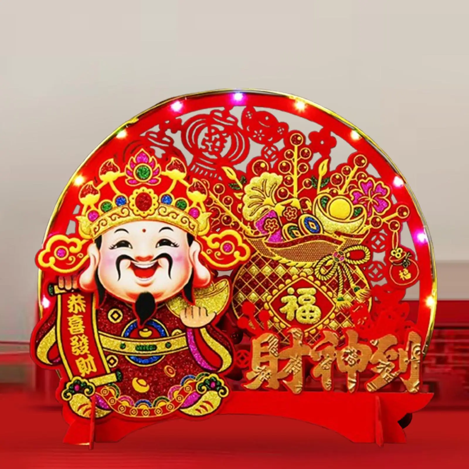 Decoração de mesa de ano novo chinês tradicional o deus da riqueza ajustável