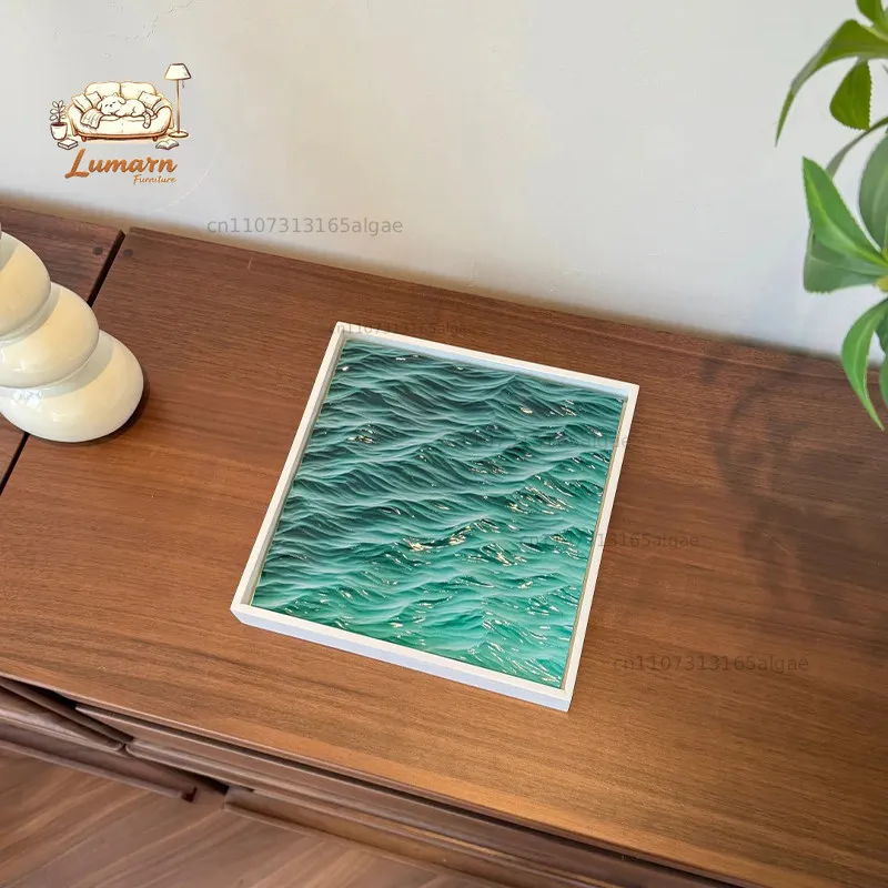 Jade Sea Ancient Style Living Room Decorative Painting Wave Texture Hanging Painting Flowing Water Generates Wealth B