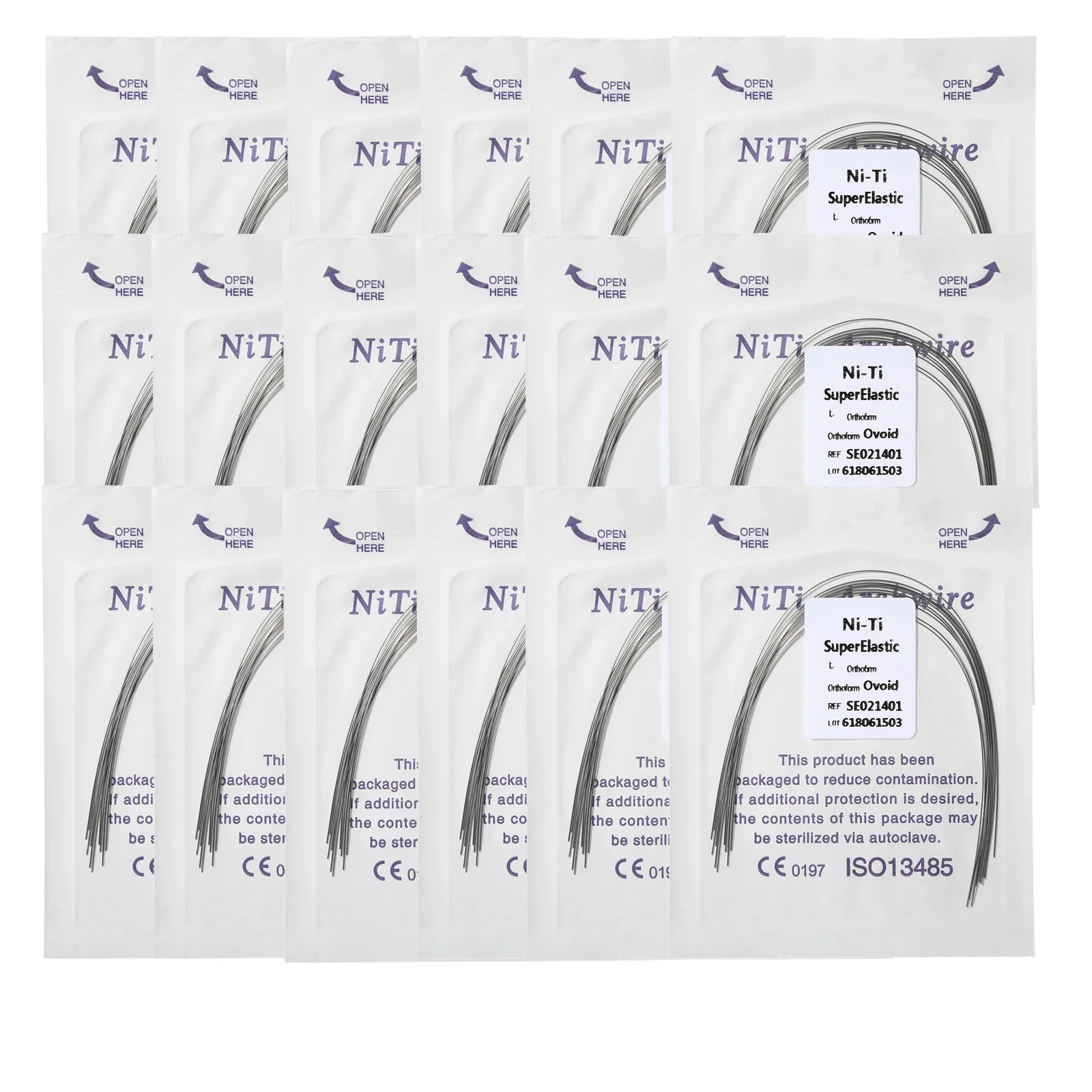 100Pcs Dental NiTi Arch Wires Super Elastic Shape Memory Orthodontic Dentist Material Archwire Set