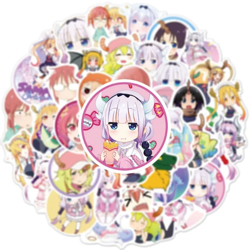 50/30/10PCS Tohru KannaKamui Jōi Elma Popular Anime Two-dimensional Peripheral PVC Waterproof Suitcase Laptop Graffiti Stickers