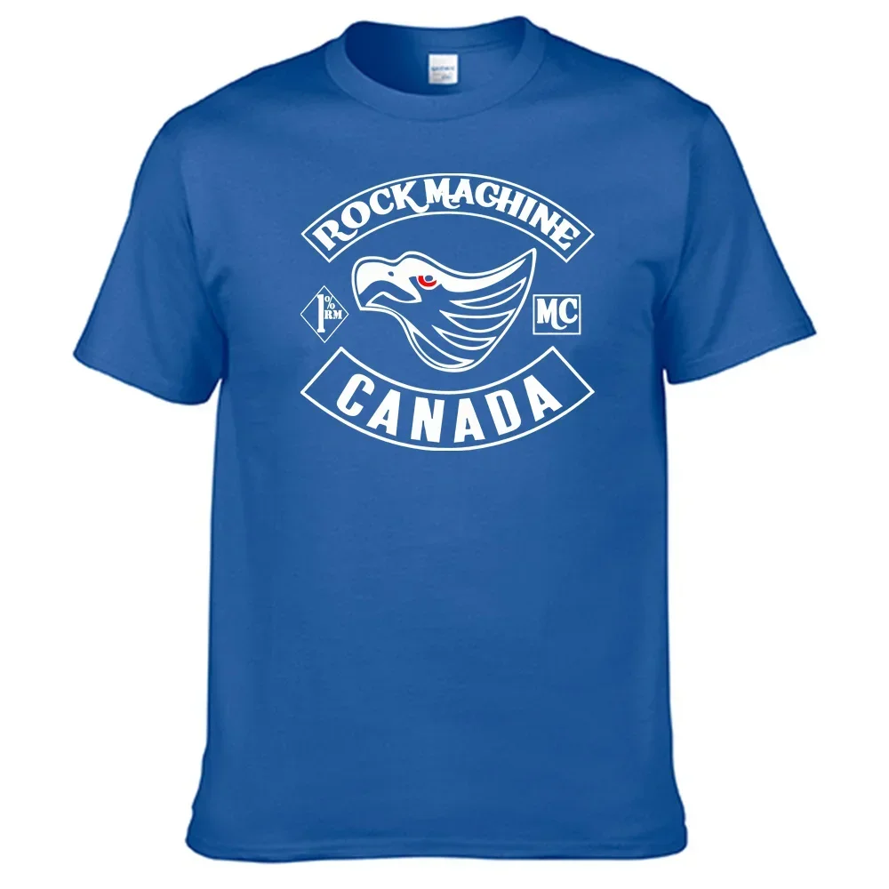 Motorcycles Club Rock Machine Mc Canada T shirt 100% Cotton T-Shirt Top Sales N010