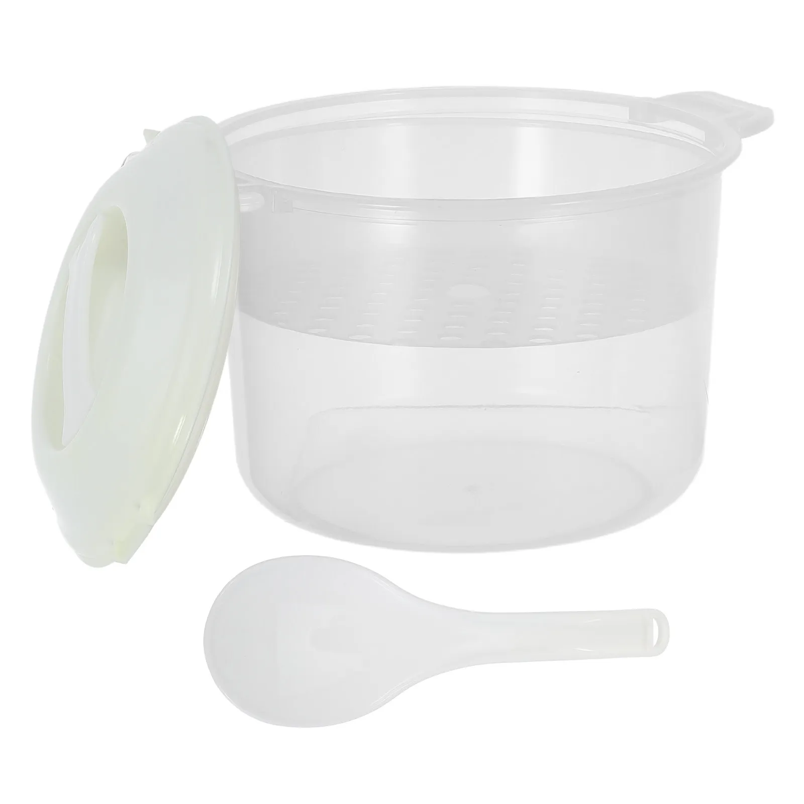 2.6L Microwave Rice Cooker Non Stick Multi Functional Steamer for Home Dorm Apartment Small Kitchen Single Serve Lunch Cooking