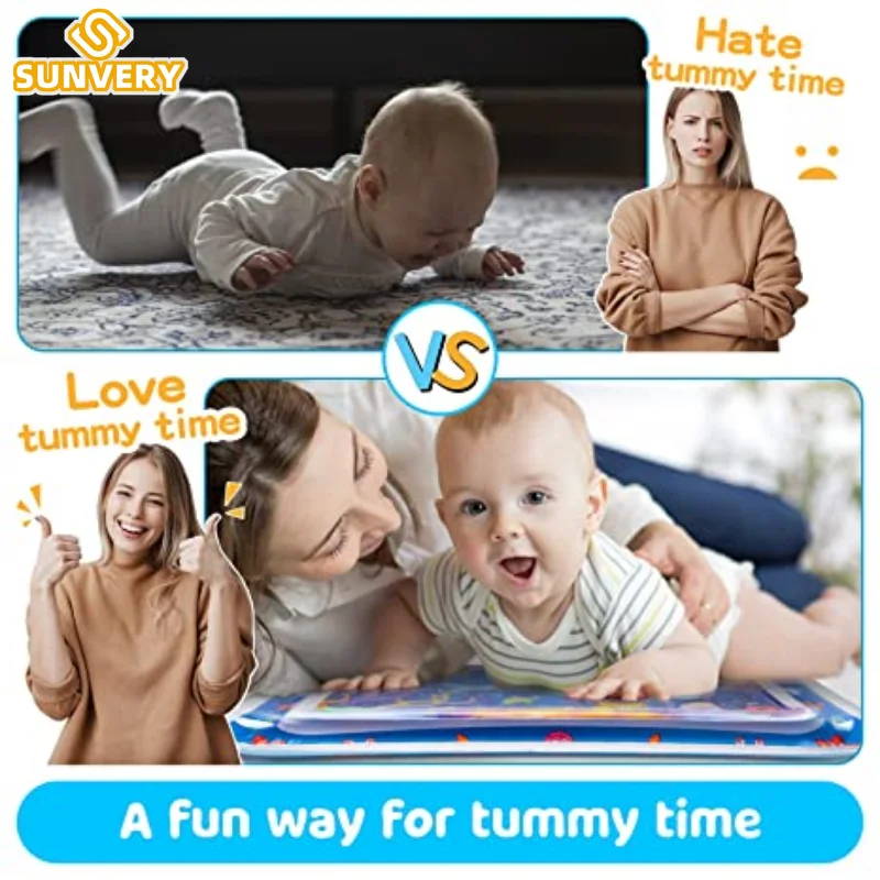 Inflatable Tummy Time Activities Water Mat for Baby Infants and Toddlers Fun time Play Activity Baby\'s Stimulation Growth Game