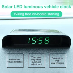 Portable Solar Car Digital LCD Clock & Temperature Display Auto Dashboard Clocks Backlight Electronic Screen Temperature Clock