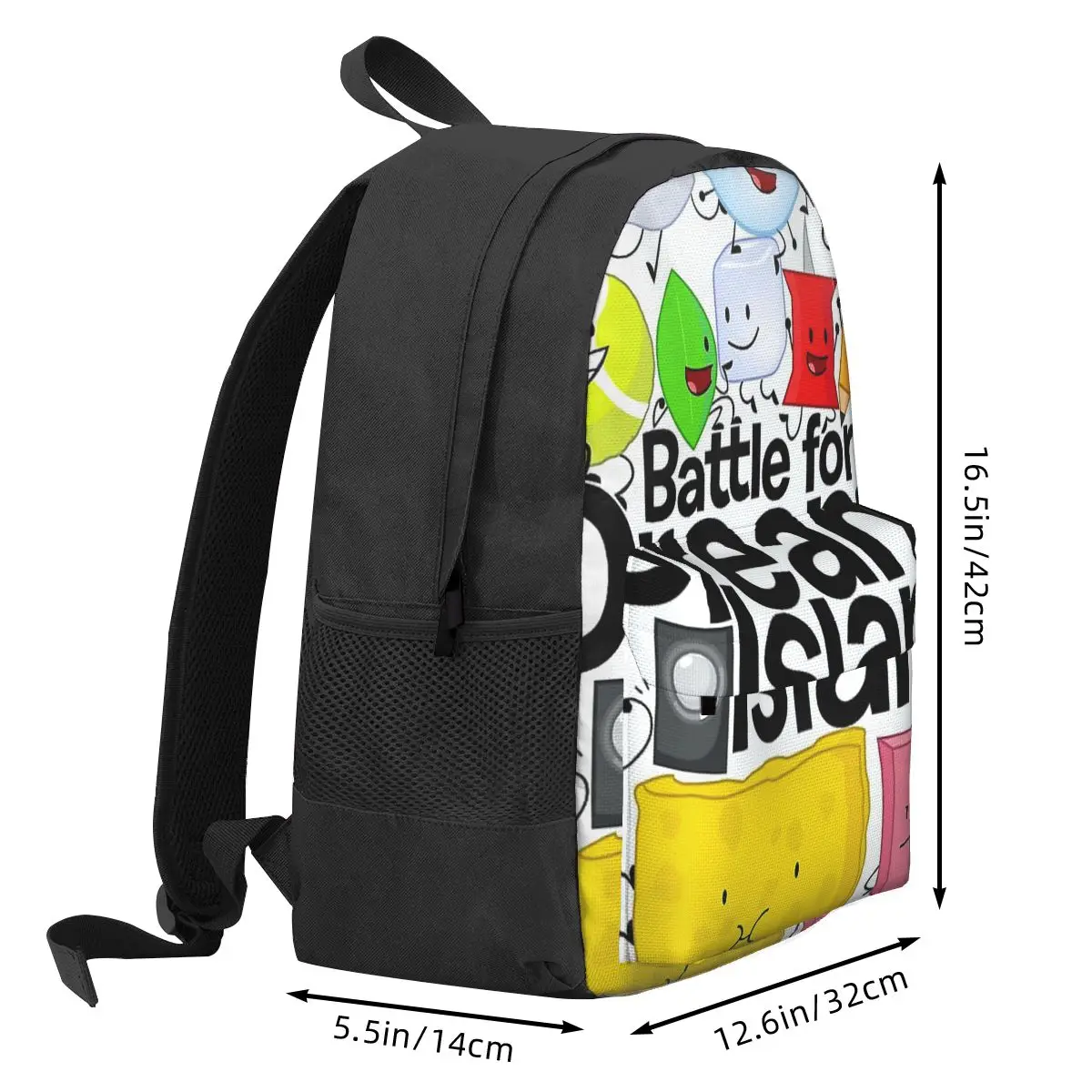 BFDI Poster White Backpack Student BookBag Children School Bag Laptop Shoulder Bags for Men Women