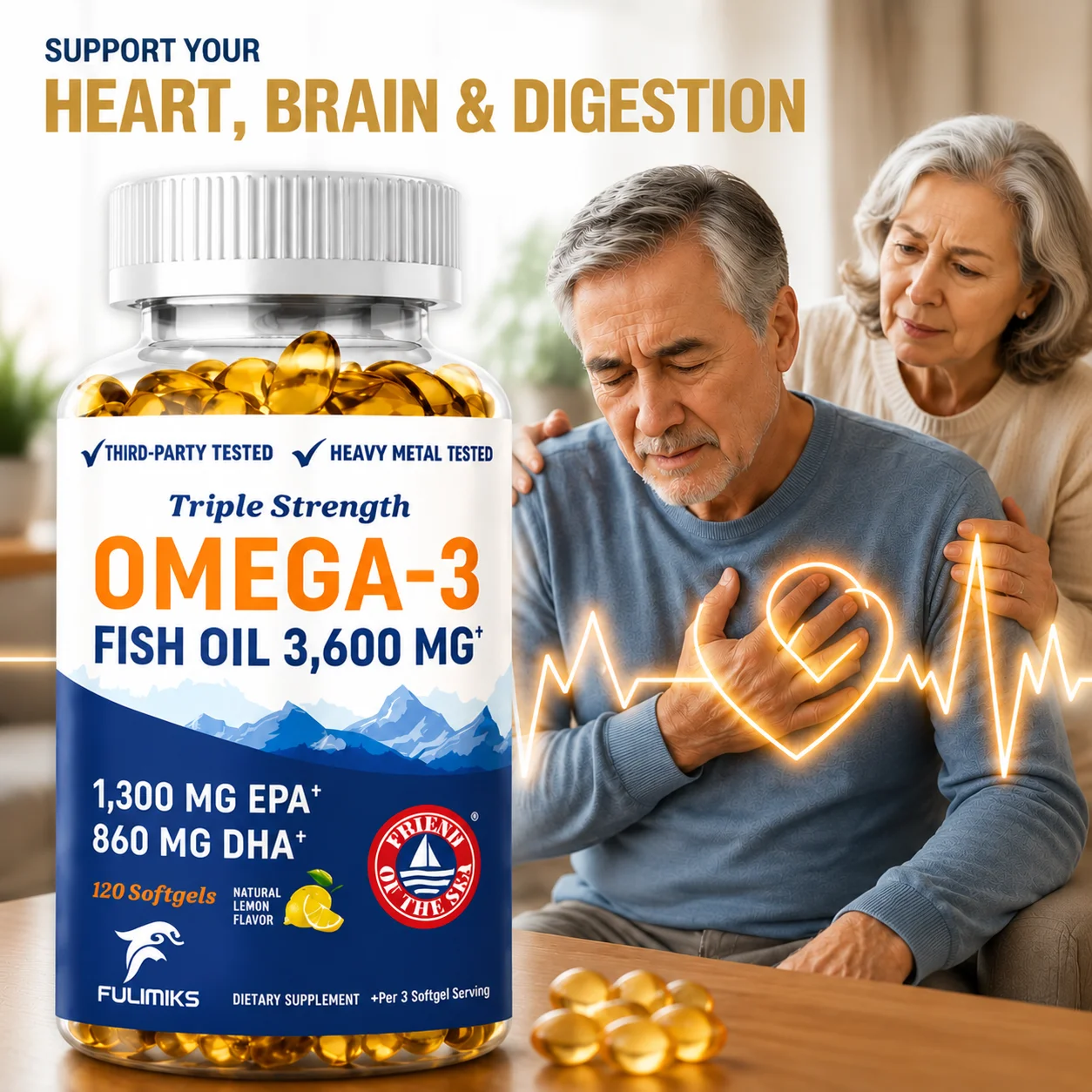 Omega 3 Fish Oil - Suplemento de Aceite de Pescado Omega-3,