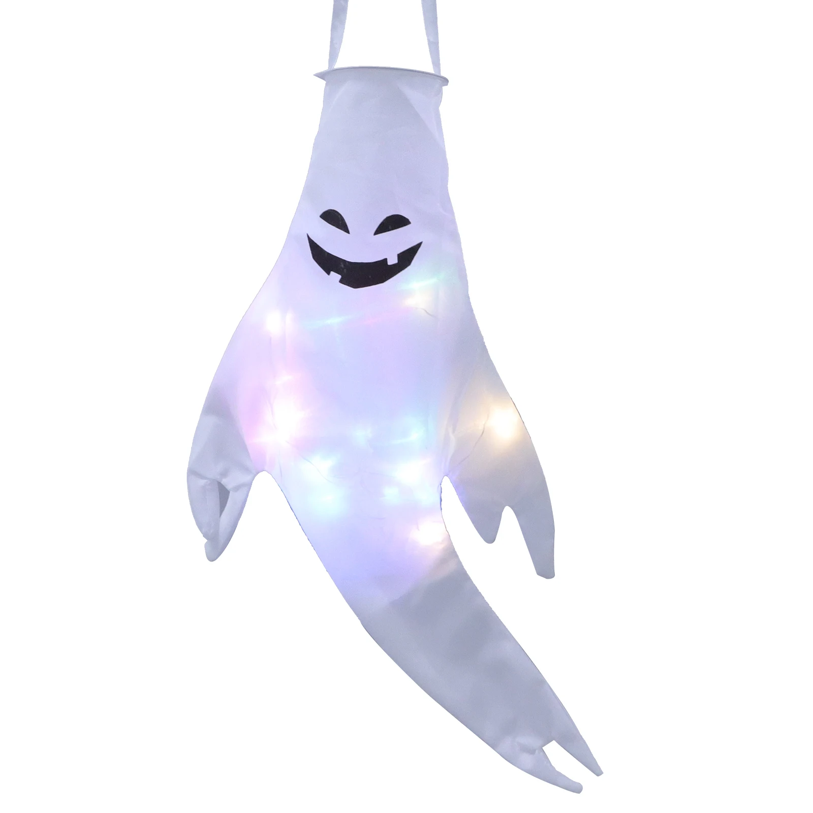 

Halloween Ghost Windsock 47x28cm Scary Smile LED Light Outdoor Hanging Decoration for Yard Porch Garden Festivals
