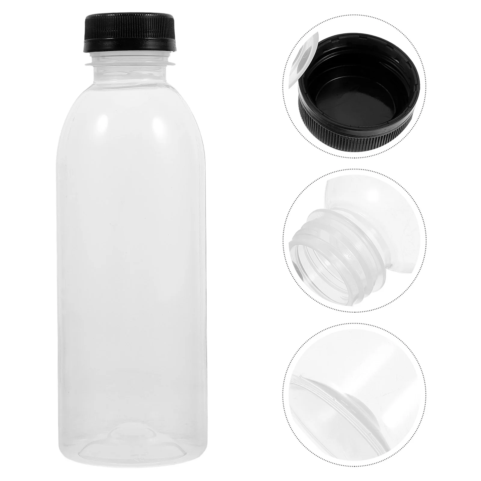 6 PCS Circle Water Bottle Storage Jars Clear PET Plastic Juice Bottles Eco Friendly Empty Containers Ideal for Water Juice PET