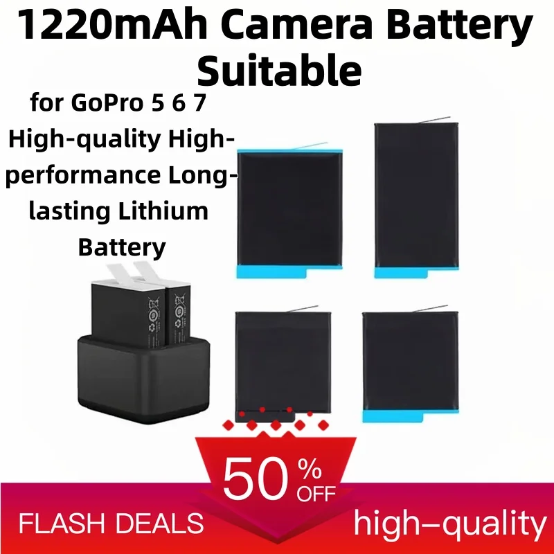1220mAh Camera Battery Suitable for GoPro 5 6 7 High-quality High-performance Long-lasting Lithium Battery