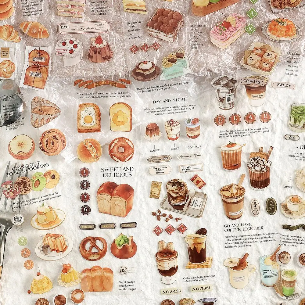 Card Lover 3 Pcs [Bread Commune Series] Lovely Journal Stickers Waterproof Paper Sticker Paper Scrapbooking Scrapbook Kit