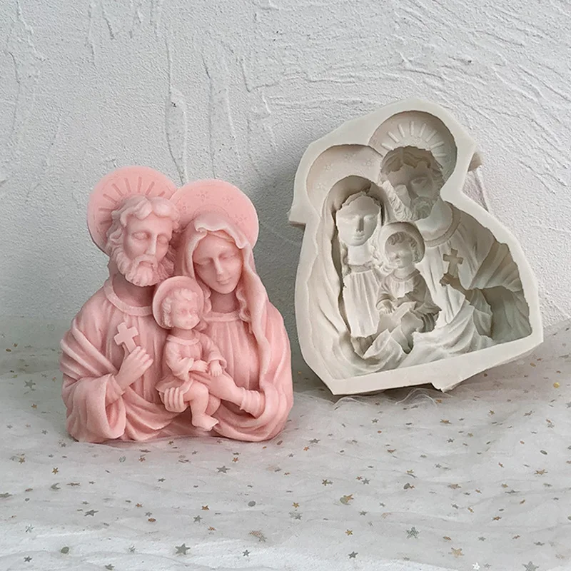 Jesus Cross The Virgin Mary Statue Bust Sculpture Soy Wax Candle Mould Greek Mythology resin mold gypsum mould M767