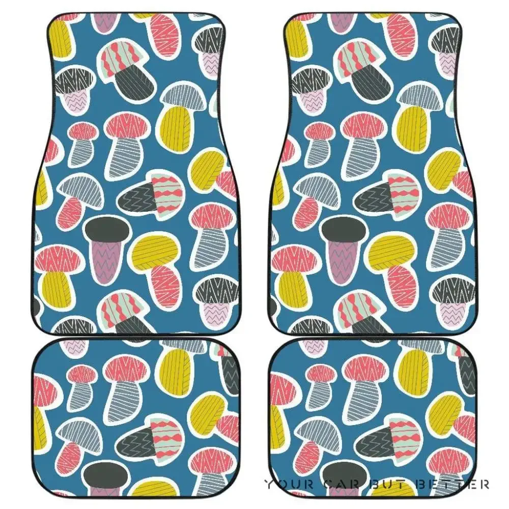 Colorful Mushroom Design Pattern Front And Back Car Mats 045109