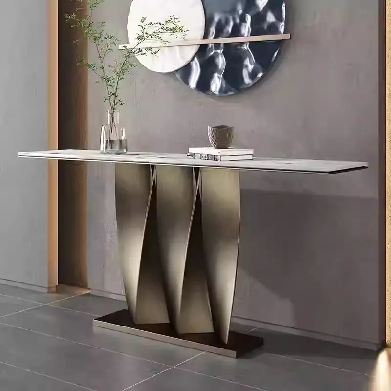

Stainless steel strip steel plate entrance platform Entry corridor against the wall High-end modern marble end view platform