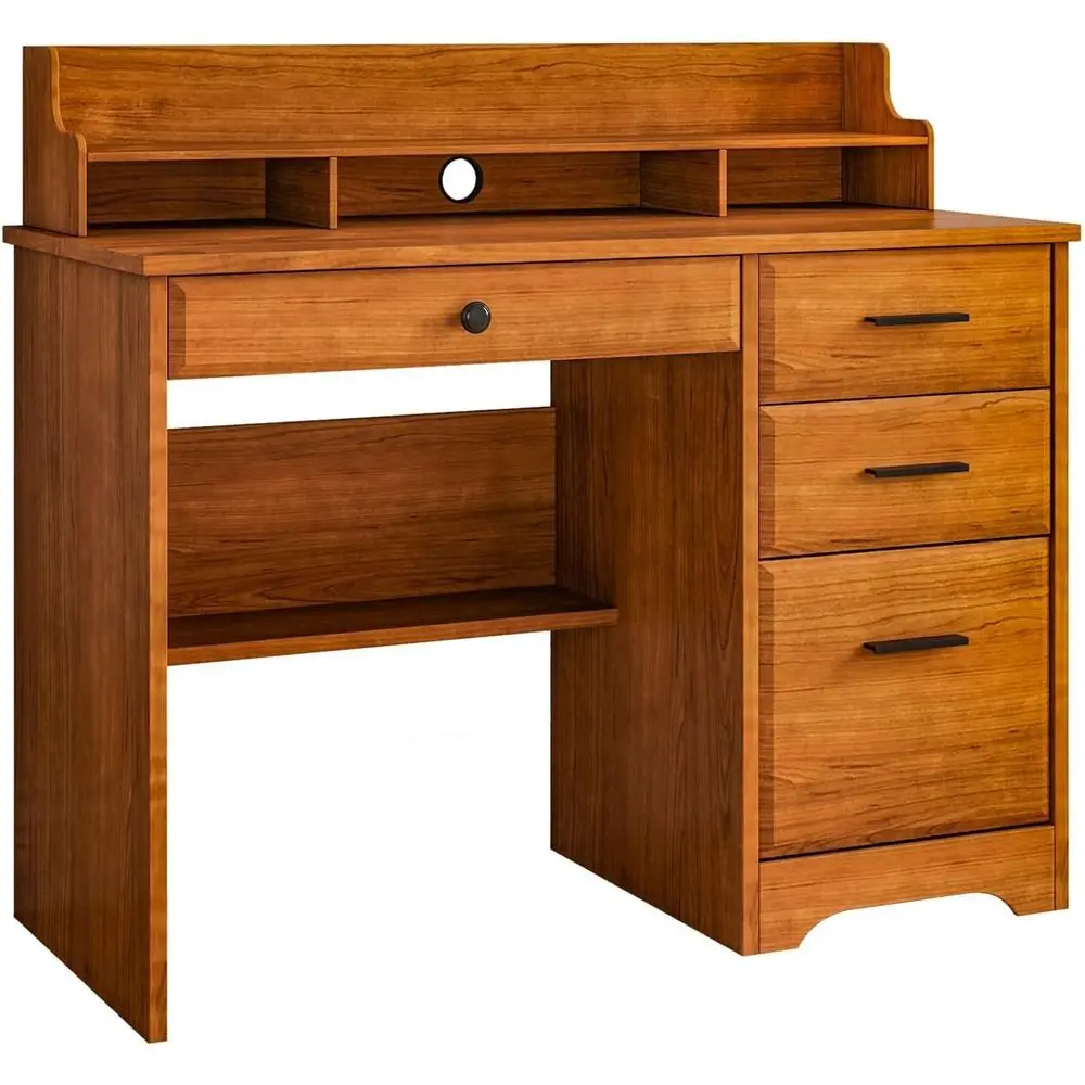 مكتب كمبيوتر مع أدراج للمساحات الصغيرة، مكتب خشبي مع خزانة ملفات وحامل شاشة، مكاتب مكتبية طاولة دراسة للكتابة لـ B