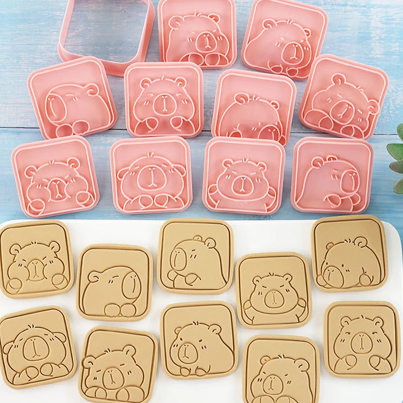 10 Cortadores de Galletas con Forma de Capibara de Dibujos Animados, Moldes para Fondant y Bizcochos, Herramientas de Decoración de Pasteles, Accesorios de Repostería, Utensilios de Cocina