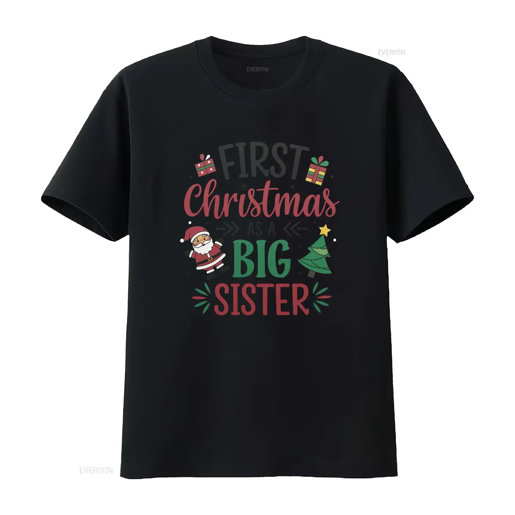 First Christmas as a Big Sister T Shirt Fun Holiday Festive Cute for Girls vintage Washed designer clothes Slightly Stretched