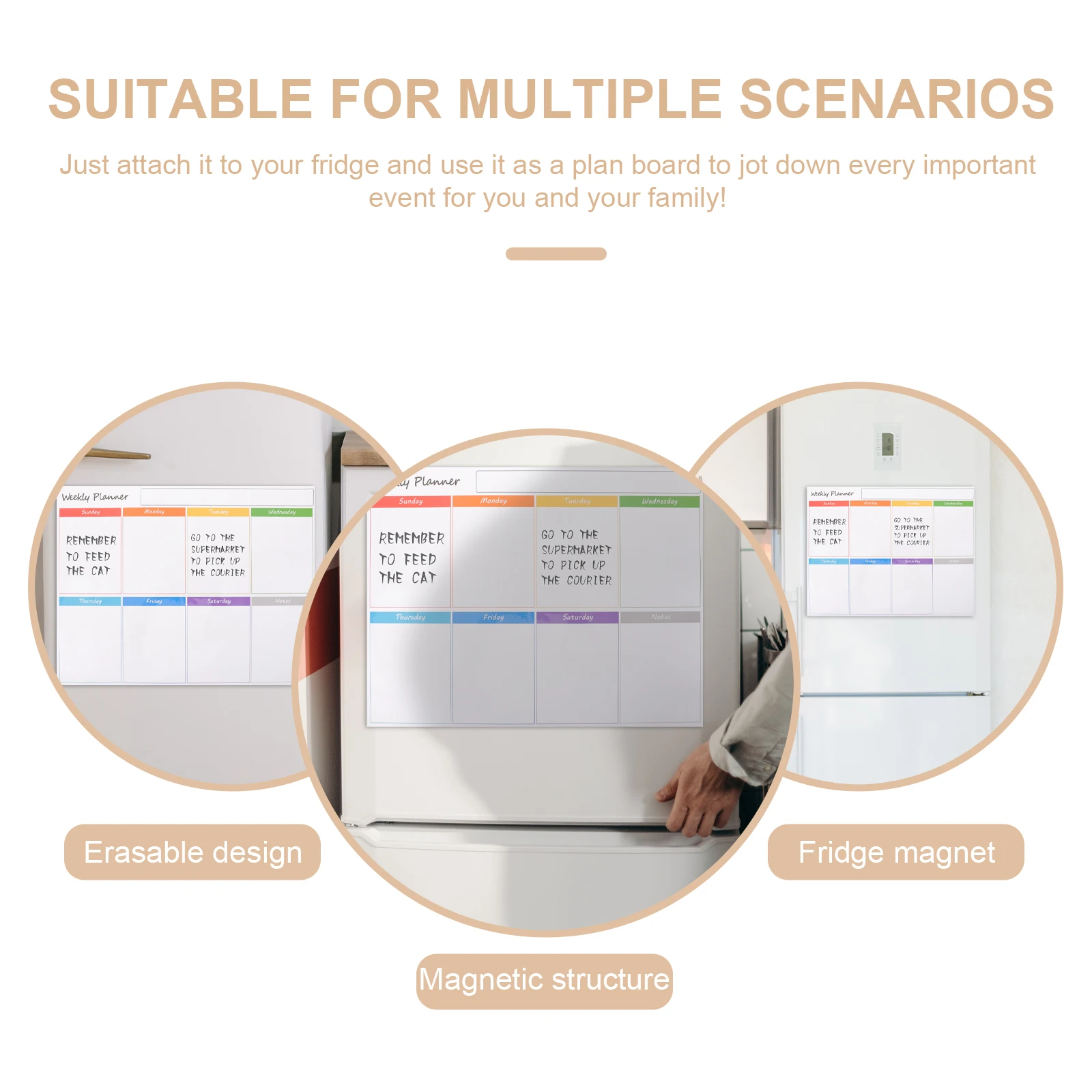 

Magnetic Planner Refrigerator Calendar Dry Erase Board Weekly Schedule Organizer Ample Note Space Easy Attach Whiteboard Fridge