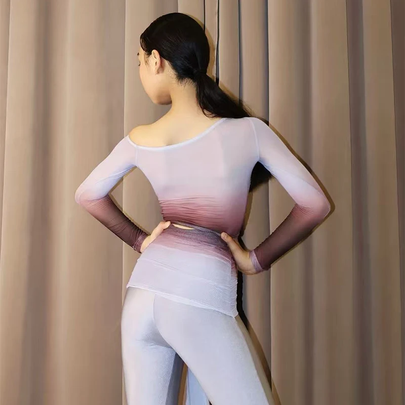 Costumes de concours de danse latine de couleur dégradée, vêtements de spectacle de danse de salle de bal pour enfants, vêtements de danse latine pour filles, SL14137