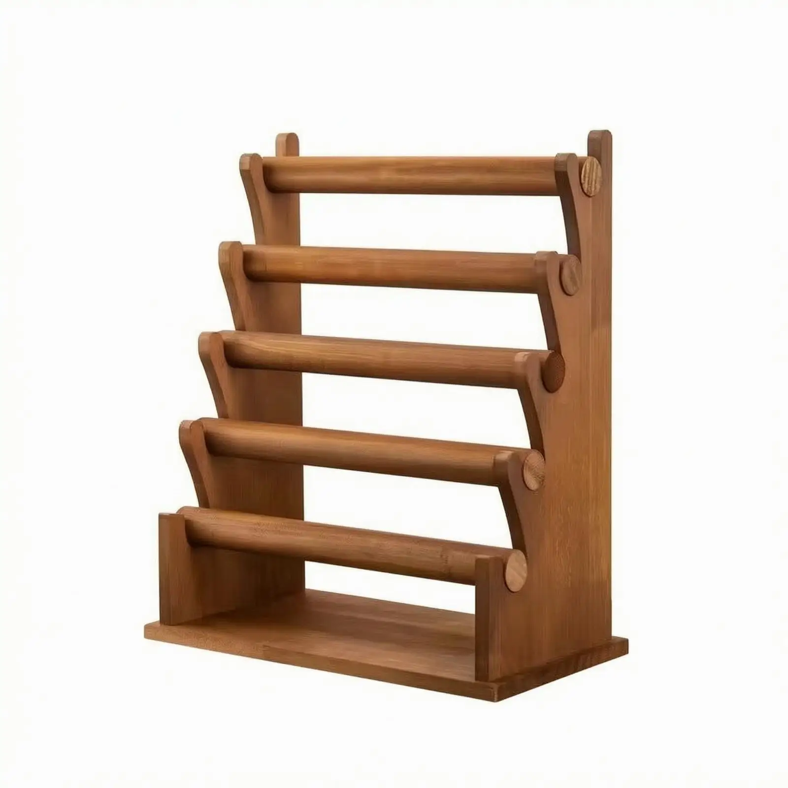 Five-Tier Jewelry Display Rack Solid Wood Jewelry Rack with Cylindrical Rods Wooden Bracelet Holder Multi-Level