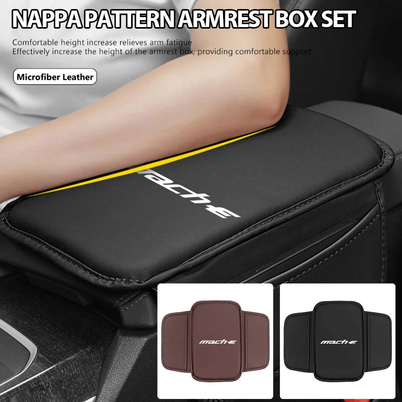 Para Mustang, almohadilla de cuero para reposabrazos de coche, cubierta protectora para el bolsillo de almacenamiento central del reposabrazos, Shelby GT GT350 Fender Zapatillas