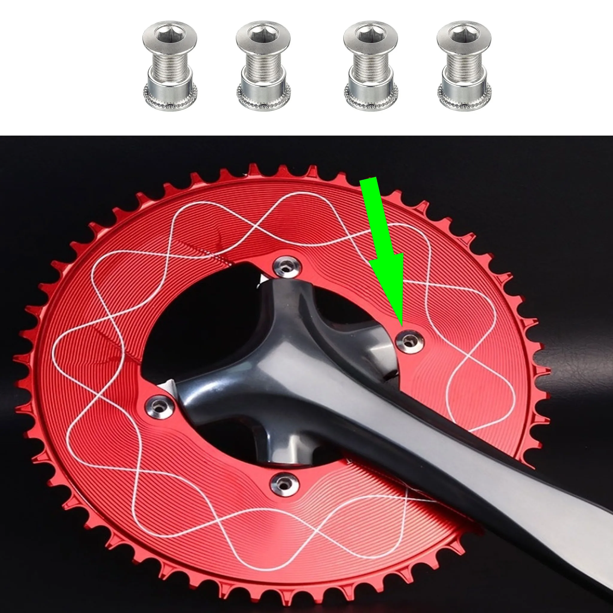 

Комплект из 4 болтов для велосипедной цепной звезды, изготовленных на ЧПУ из стали, для односкоростных систем, аксессуары для велосипедных шатунов и дисков