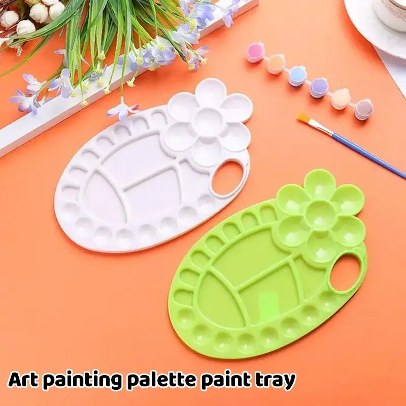Clover Shaped Paint Mixing Palette Multi Grid Art Drawing Palette Artist Painting Supplies
