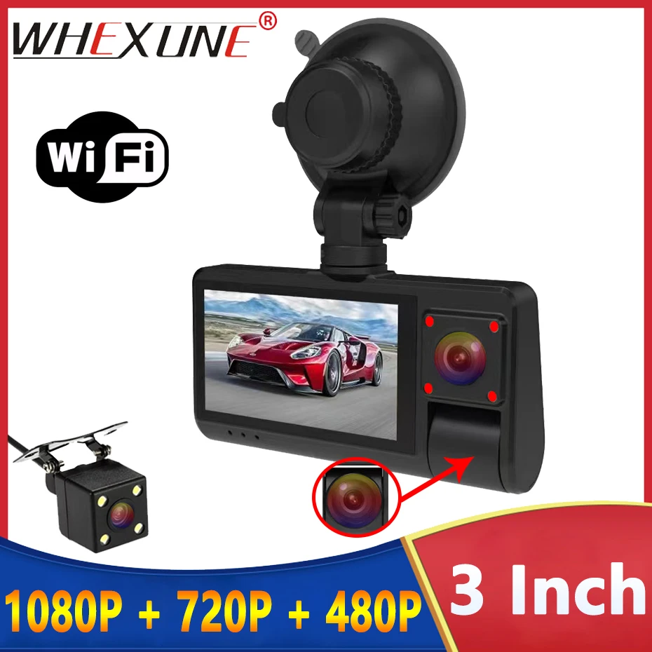 3 Channel WiFi Dash Cam for Cars Camera Black Box FHD 1080P Video Recorder Rear View Camera for Vehicle Car DVR car accessories