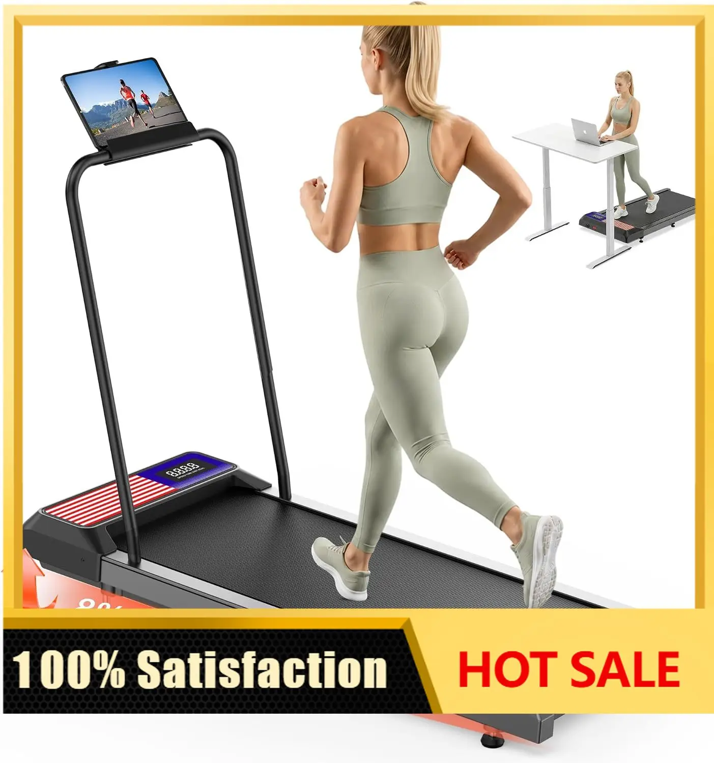 Walking Treadmill Pad with Incline, 2.5 HP Under Desk Treadmill | Manual incline, speed adjustable, remote control, LED display,