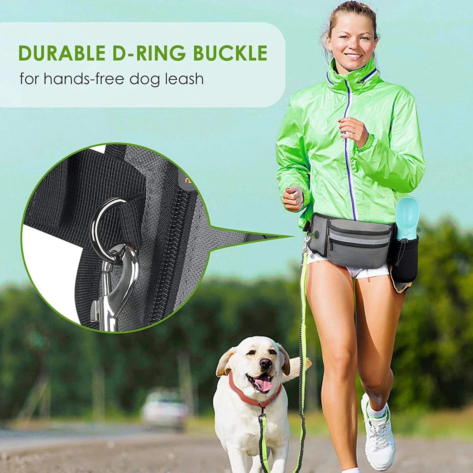 Dog Training Waist Bag Large Capacity Reflective Puppy Treat Waist Pouch With Bottle Holder Poop Bag Dispenser