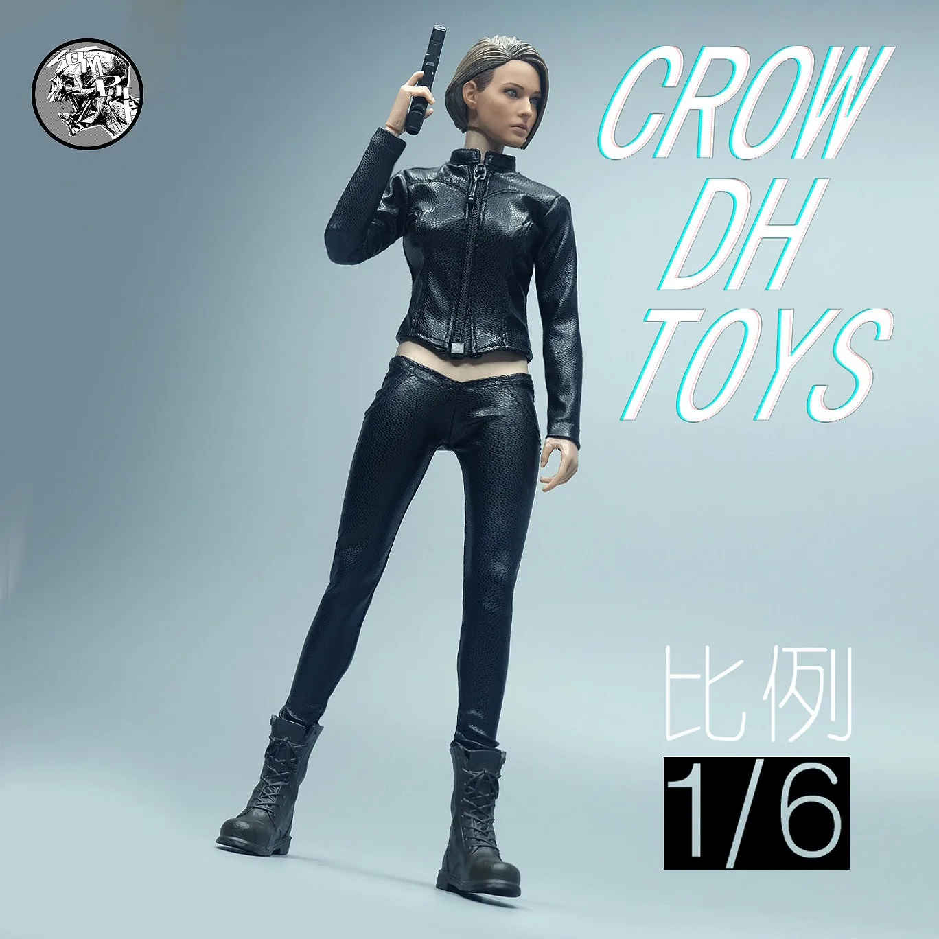 1/6 Scale female dolls black leather coat tight stretch top coat f it 12'' action figure body model view 2