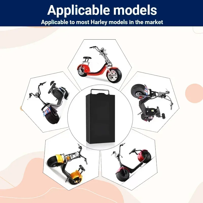 👍 60V 20Ah-60Ah 2000W electric scooter free charger electric car lithium battery for Harley two-wheel foldable Citycoco