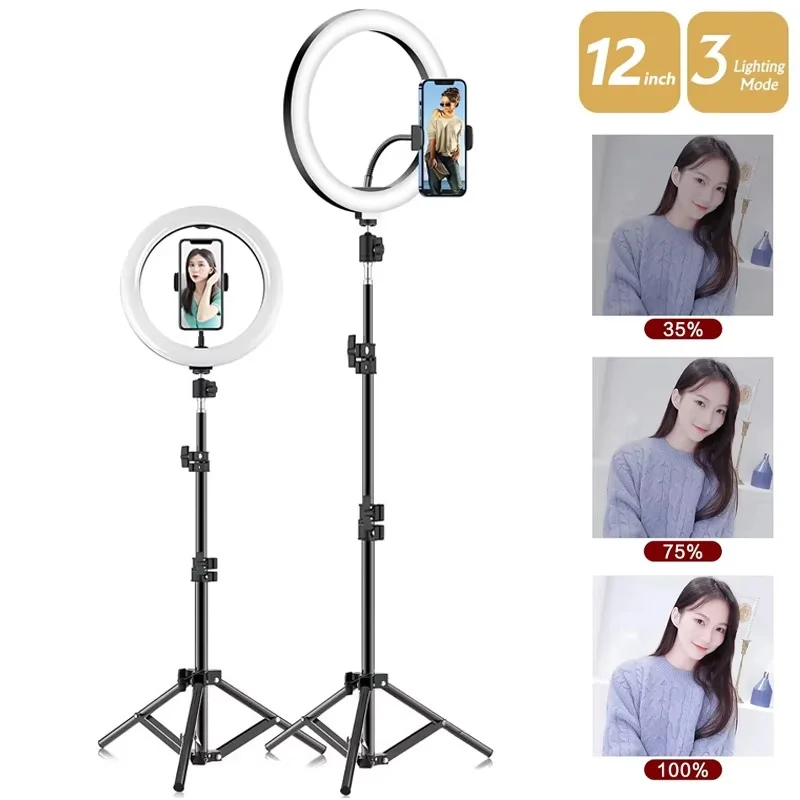 Anillo de Luz LED para Selfies de 16/26/33cm, Lámpara LED Regulable, Anillo de Luz para Fotografía, Lámpara con Brillo Ajustable, Accesorios para Transmisión en Vivo