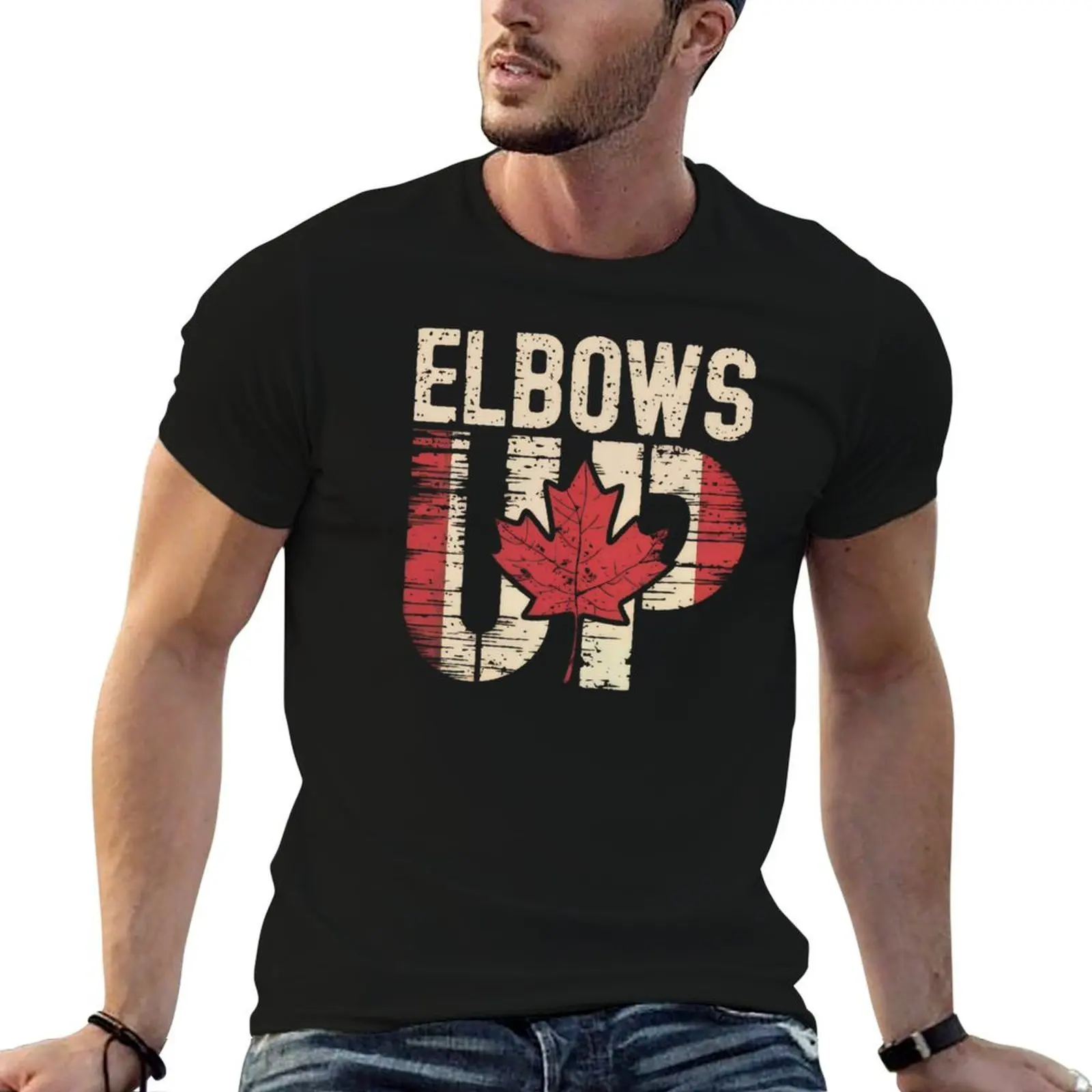 Elbows Up Canada T-Shirt cotton t shirts man 100% g man t shirts for men man t shirt luxury T-shirt