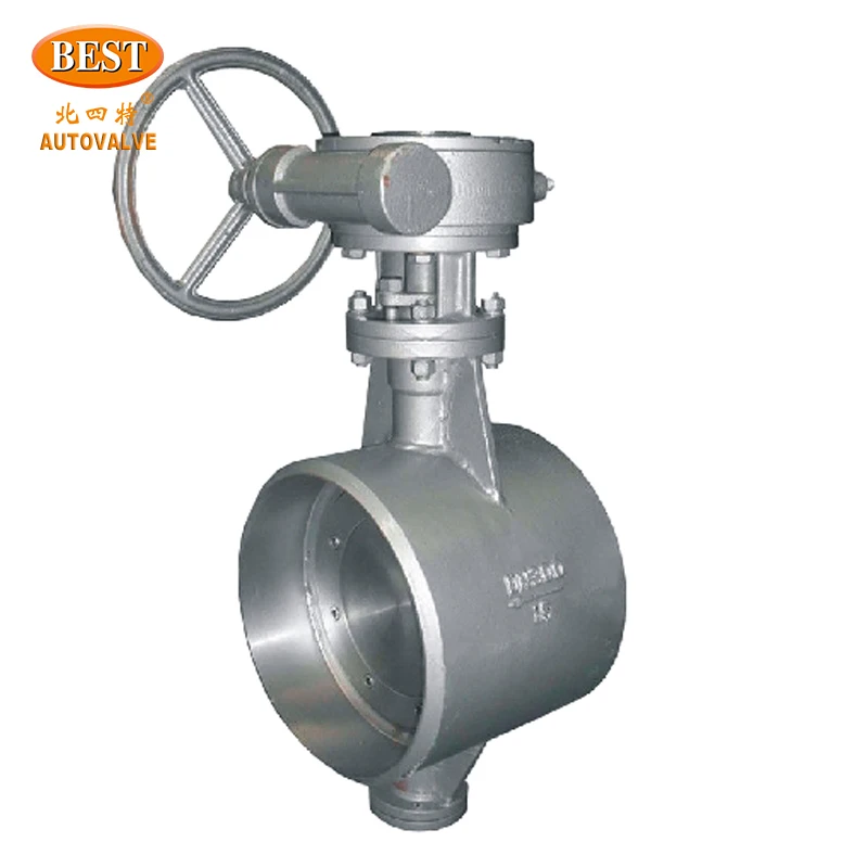 DF813 Series Welded Type Three Eccentric Metal Sealing Worm Wheel Butterfly Valve