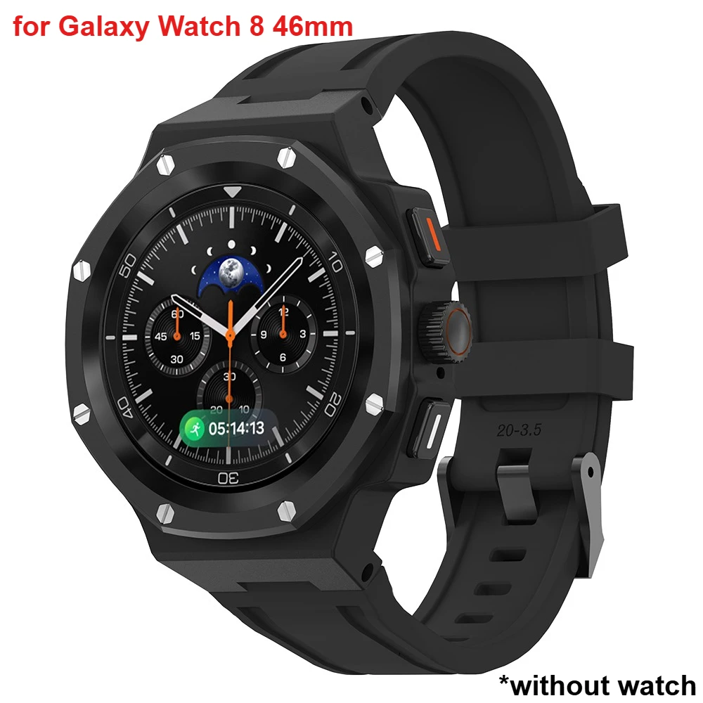 Luxe Mod Kit Voor Samsung Galaxy Horloge 8/8 Classic 40/44/46mm Legering Metalen behuizing Siliconen Band Volledige Cover Bescherming Band Set